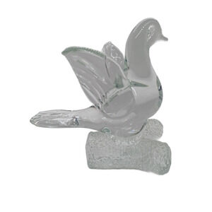 Stunning Vintage Murano Glass Mourning Dove on Textured Branch Sculpture